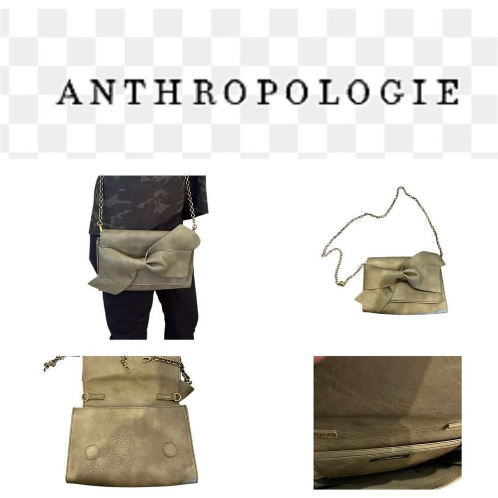 NWOT Anthropologie BELLA BOW Vegan Leather Crossbody Handbag w Detachable Metal